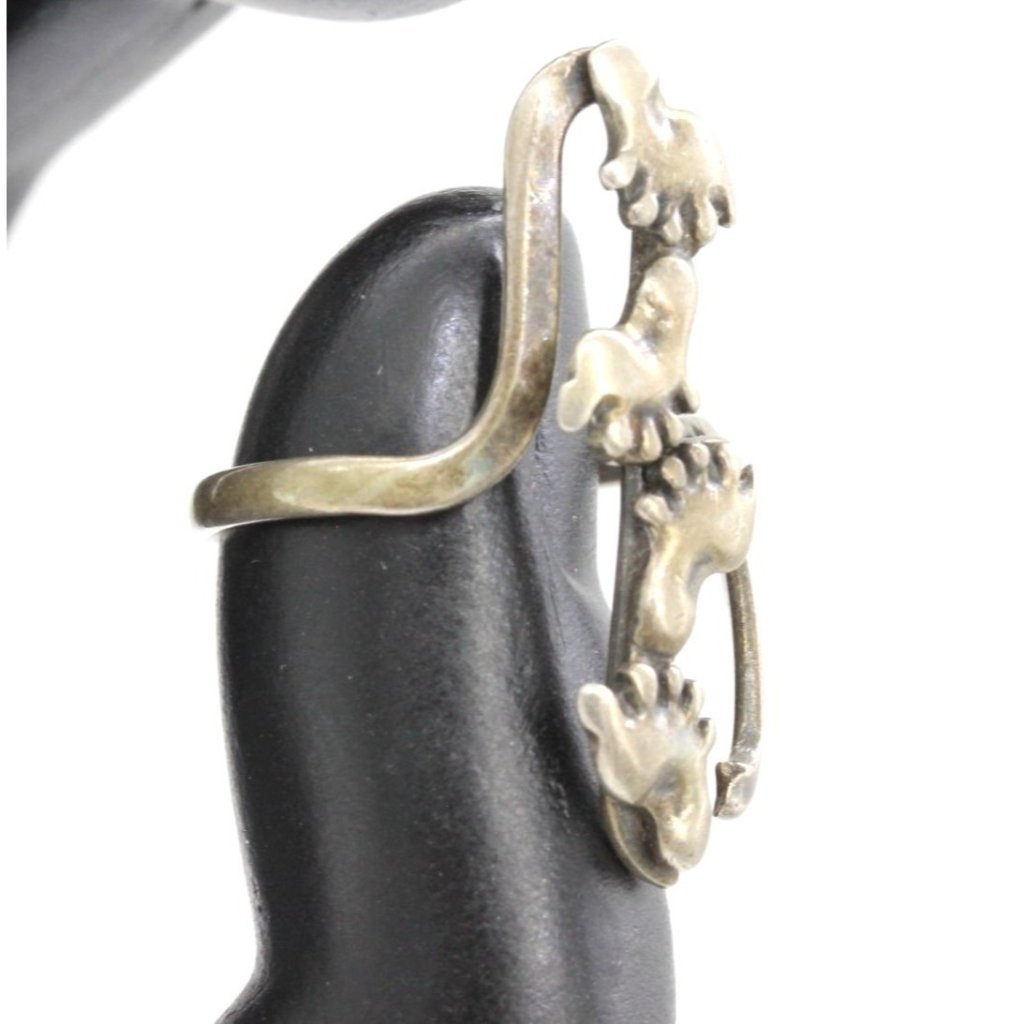 925 Sterling Signed Beau Native American Style Bearpaw Vintage Ring Sz 5 As Is 18$